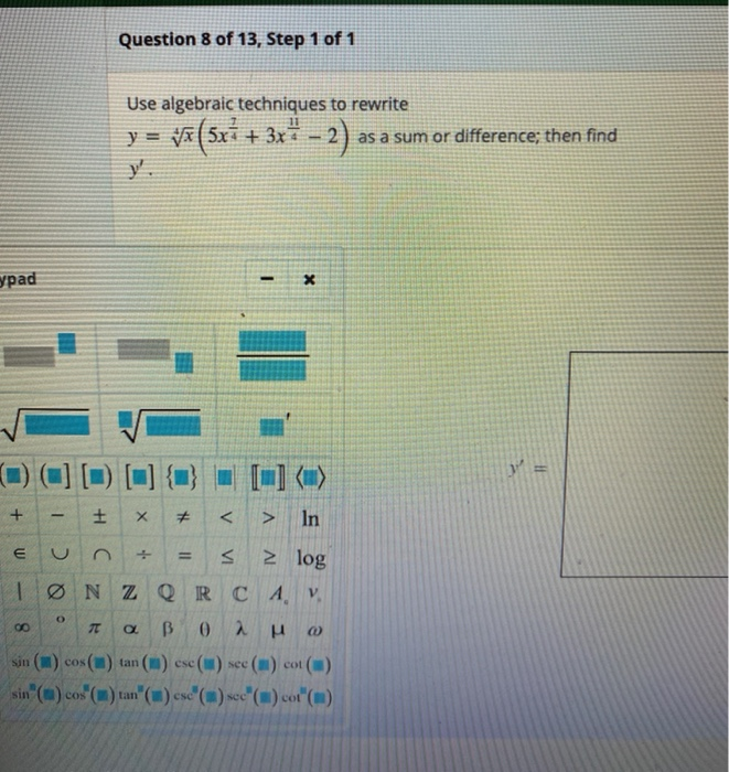 Question 8 Of 13 Step 1 Of 1 Use Algebraic Chegg Com