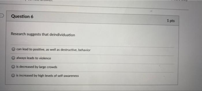 Solved Question 6 1 pts Research suggests that | Chegg.com
