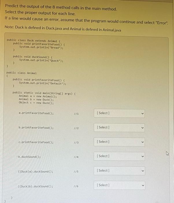 Solved Predict the output of the 8 method calls in the main | Chegg.com