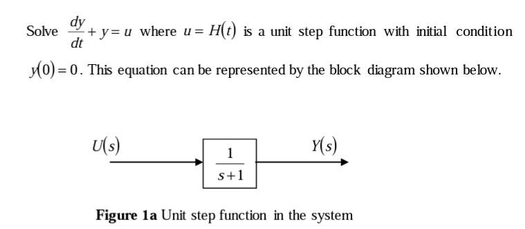 Solved dy Solve +y= u where u = H(t) is a unit step function | Chegg.com