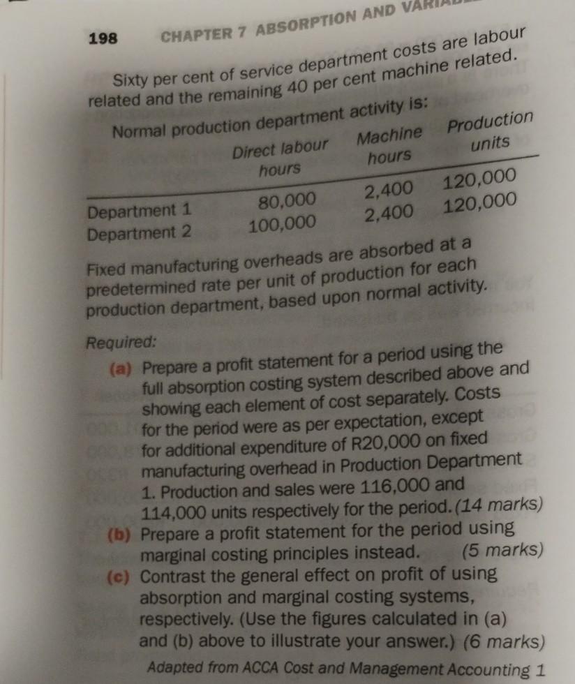 (9 marks) Adapted from CIMA Stage 2 Cost Accounting