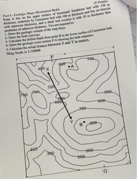 Solved (5 Points) Part 1 - Geologie Maps (Horizontal Beds) | Chegg.com