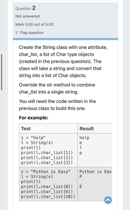 Solved Create the String class with one attribute, | Chegg.com