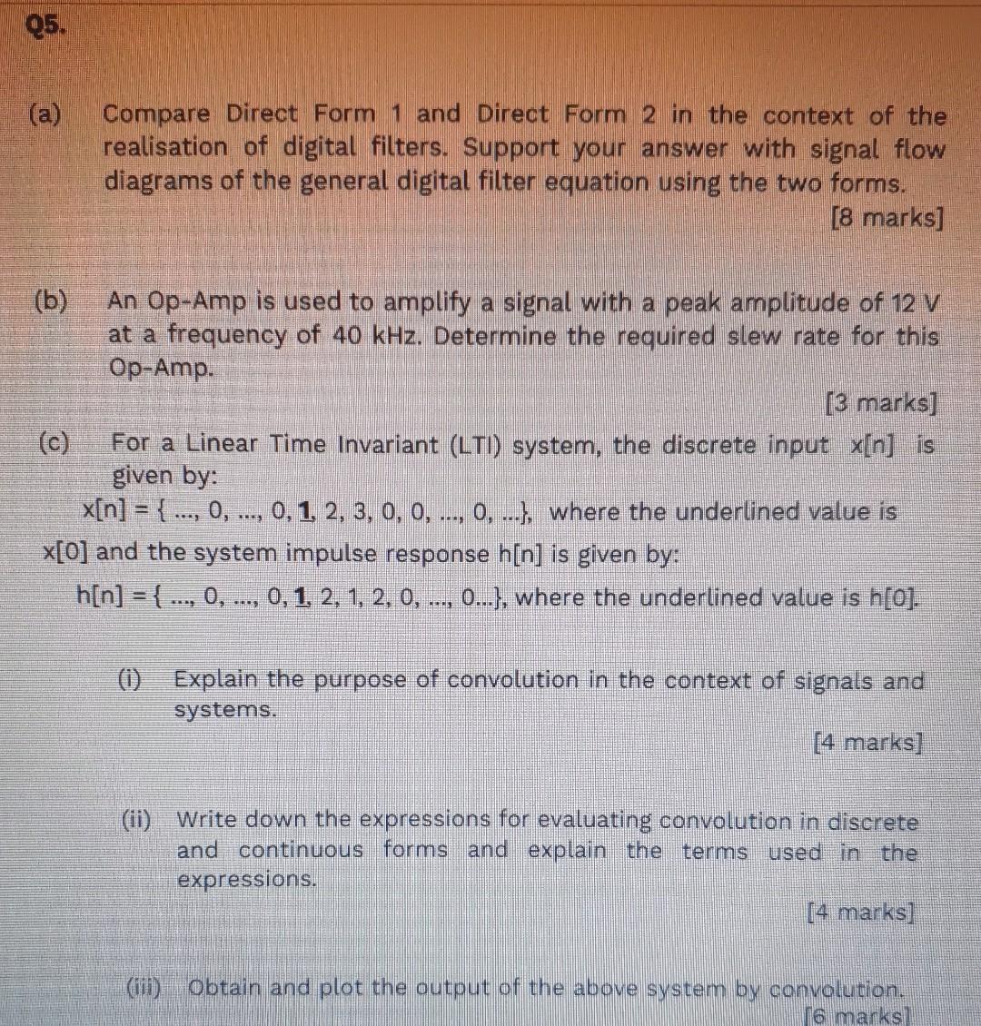 Solved (a) Compare Direct Form 1 and Direct Form 2 in the | Chegg.com