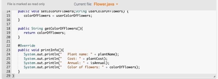 Solved 11.12 LAB: Plant information (using regular Java | Chegg.com