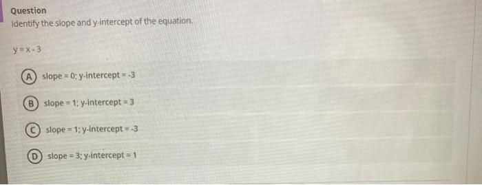 Solved Question Identify the slope and y-intercept of the | Chegg.com