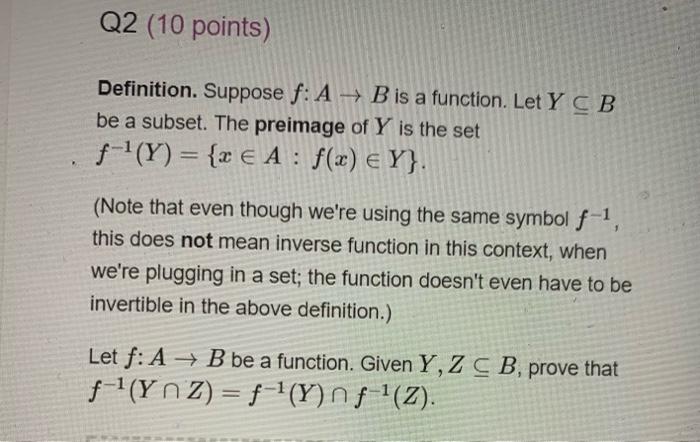 Solved Q2 10 Points Definition Suppose F A B Is A Fun Chegg Com