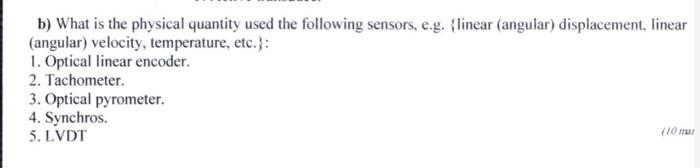 Solved B) What Is The Physical Quantity Used The Following | Chegg.com