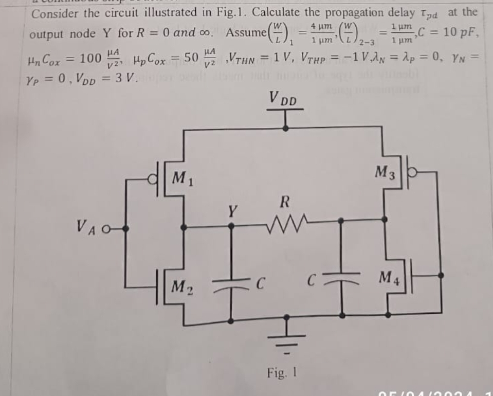 Solved Consider the circuit illustrated in Fig.1. ﻿Calculate | Chegg.com