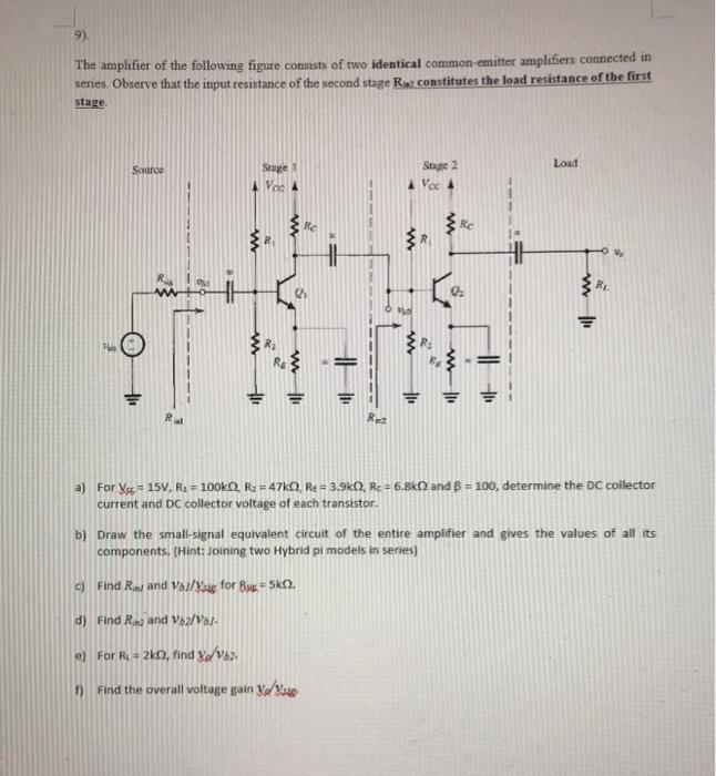 Solved The amplifier of the following figure consists of two | Chegg.com
