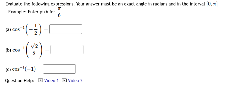 Solved Evaluate the following expressions. Your answer must | Chegg.com
