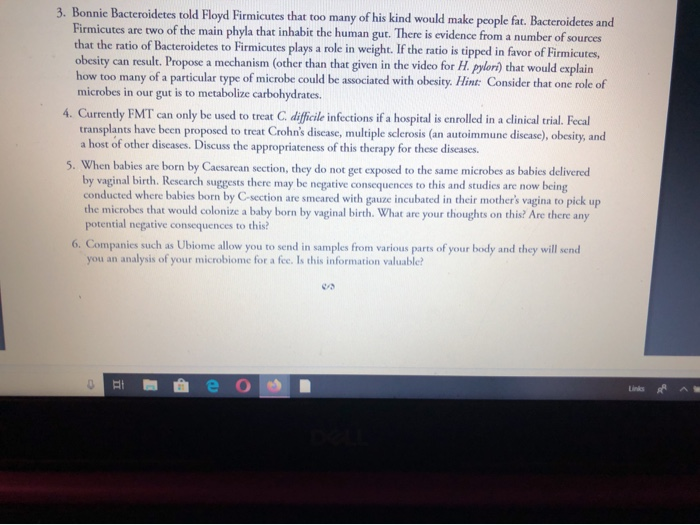 Solved 2. W 3. Bonnic Bacteroidetes told Floyd Firmicutes | Chegg.com