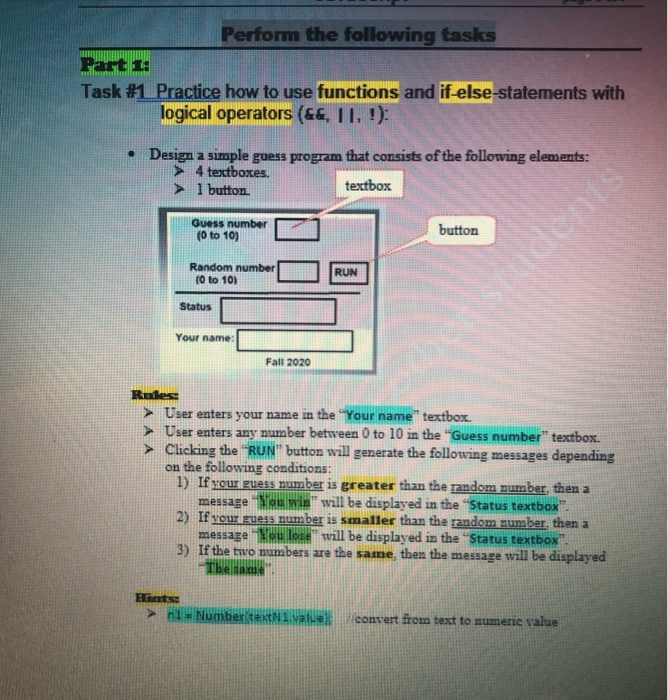 Solved Perform The Following Tasks Part 1: Task #1 Practice | Chegg.com