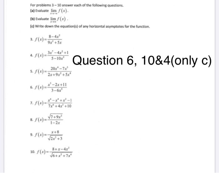 Solved For Problems 3 10 Answer Each Of The Following Chegg