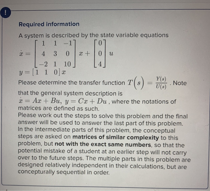 Solved 0 "70/ . Note Required information A system is | Chegg.com