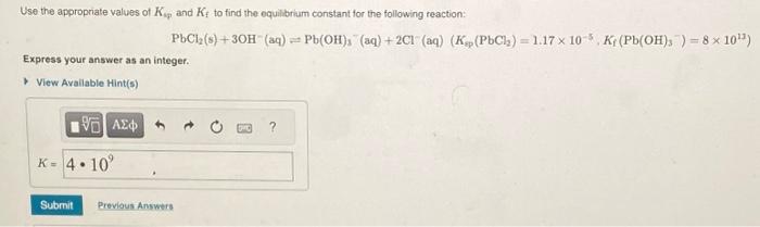 Solved Pbcl2 S3oh−aqpboh3−aq2cl−aqksp 5422