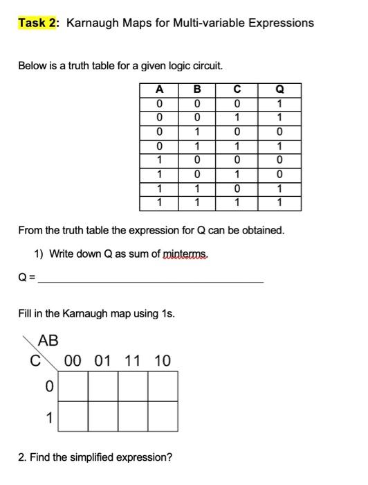 Solved In all the Karnaugh map problems of this assignment