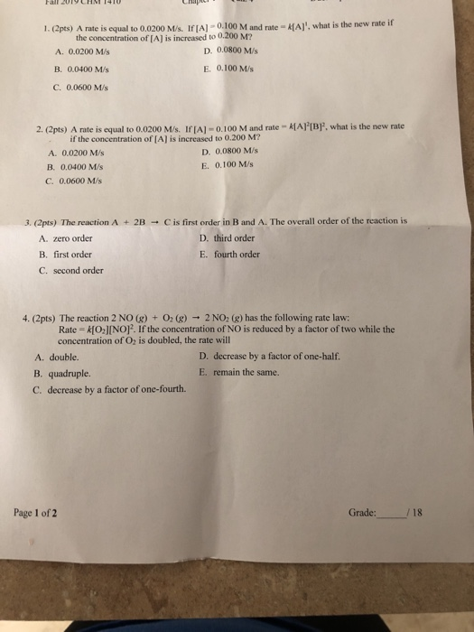 Solved Fall 1 Hm 141 1 2pts A Rate Is Equal To 0 0 Chegg Com