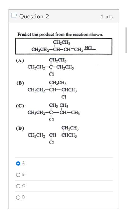 Solved Question 4 What is the product of the reaction | Chegg.com