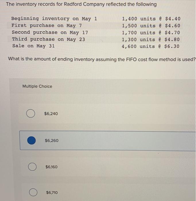 solved-the-inventory-records-for-radford-company-reflected-chegg
