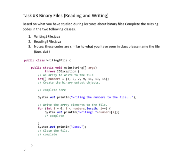 Solved Task #3 Binary Files (Reading And Writing) Based On | Chegg.com