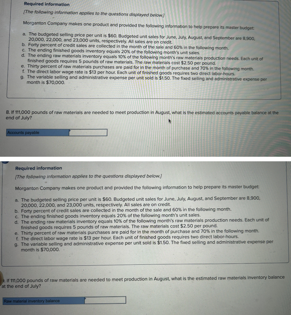 Solved Required information[The following information