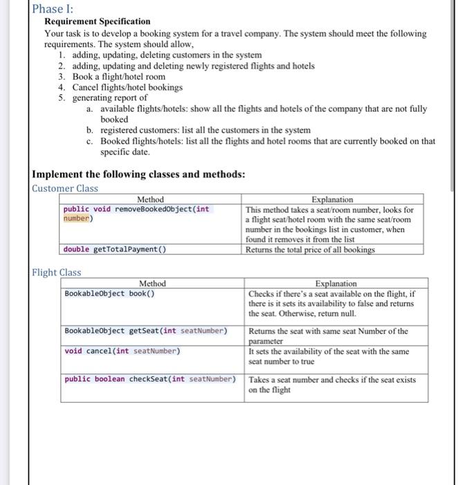 Solved Phase 1: Requirement Specification Your task is to | Chegg.com