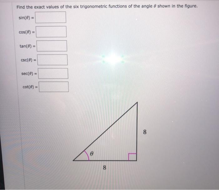 Solved Find the exact values of the six trigonometric | Chegg.com