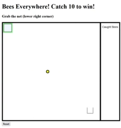 give javJavaScript code to create a game of caught | Chegg.com