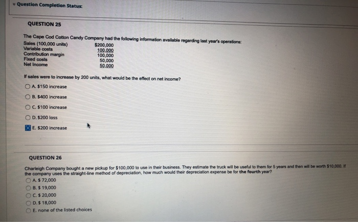 Solved Question Completion Status: QUESTION 25 The Cape Cod | Chegg.com