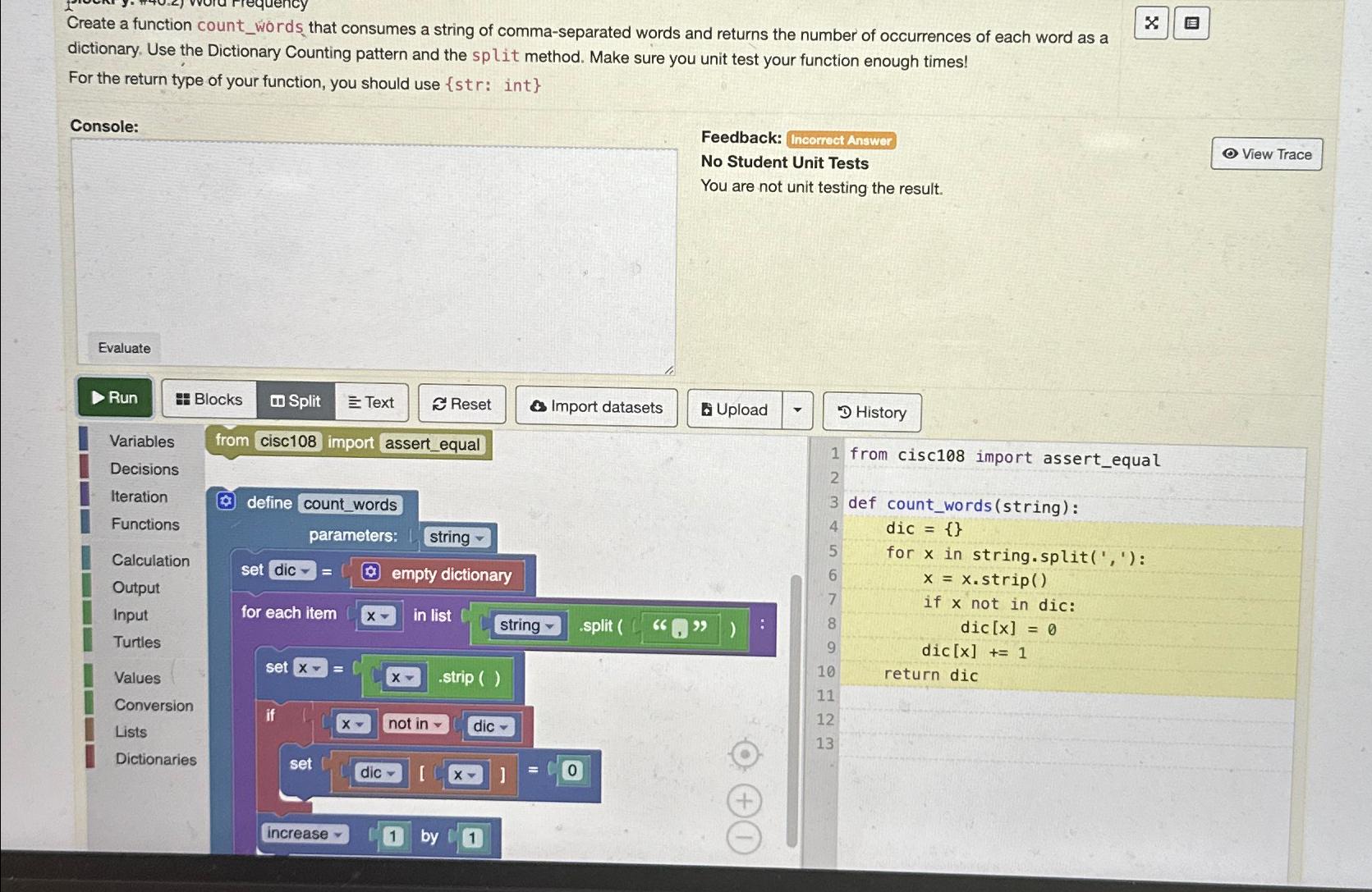 Solved Create a function count_words that consumes a string | Chegg.com