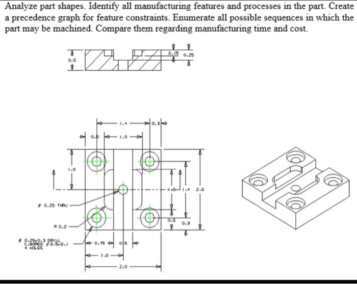 Analyze part shapes. Identify all manufacturing | Chegg.com