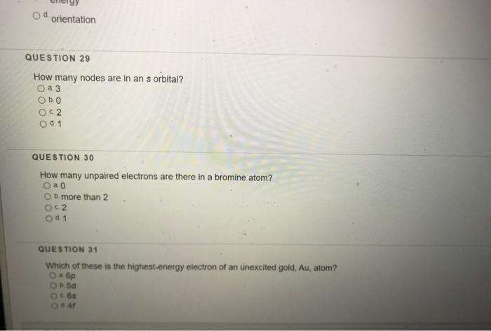 Solved QUESTION 32 Which orbital diagram depicts electrons | Chegg.com