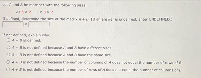 Solved Let A And B Be Matrices With The Following Sizes. A: | Chegg.com