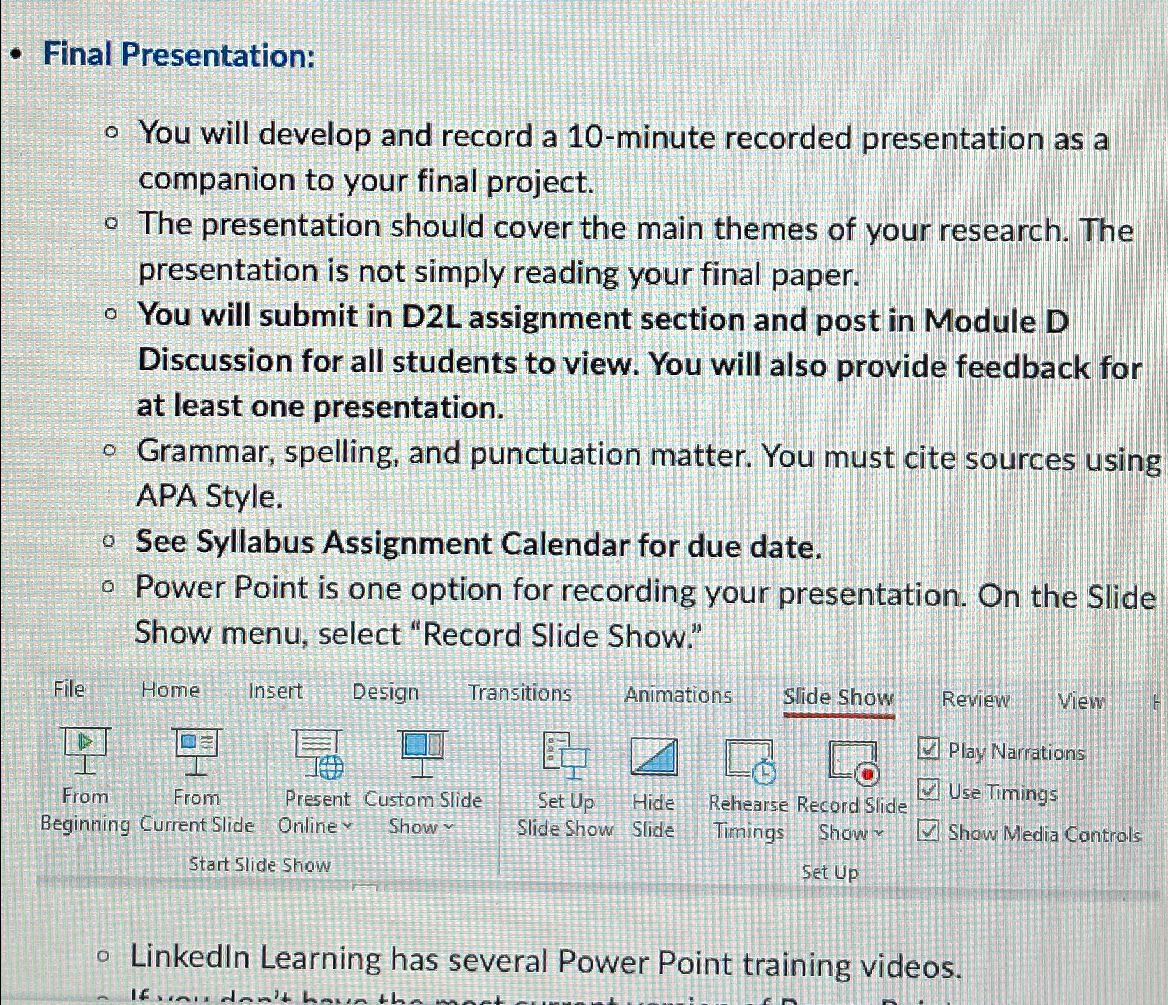 Solved Final Presentation:You will develop and record a | Chegg.com