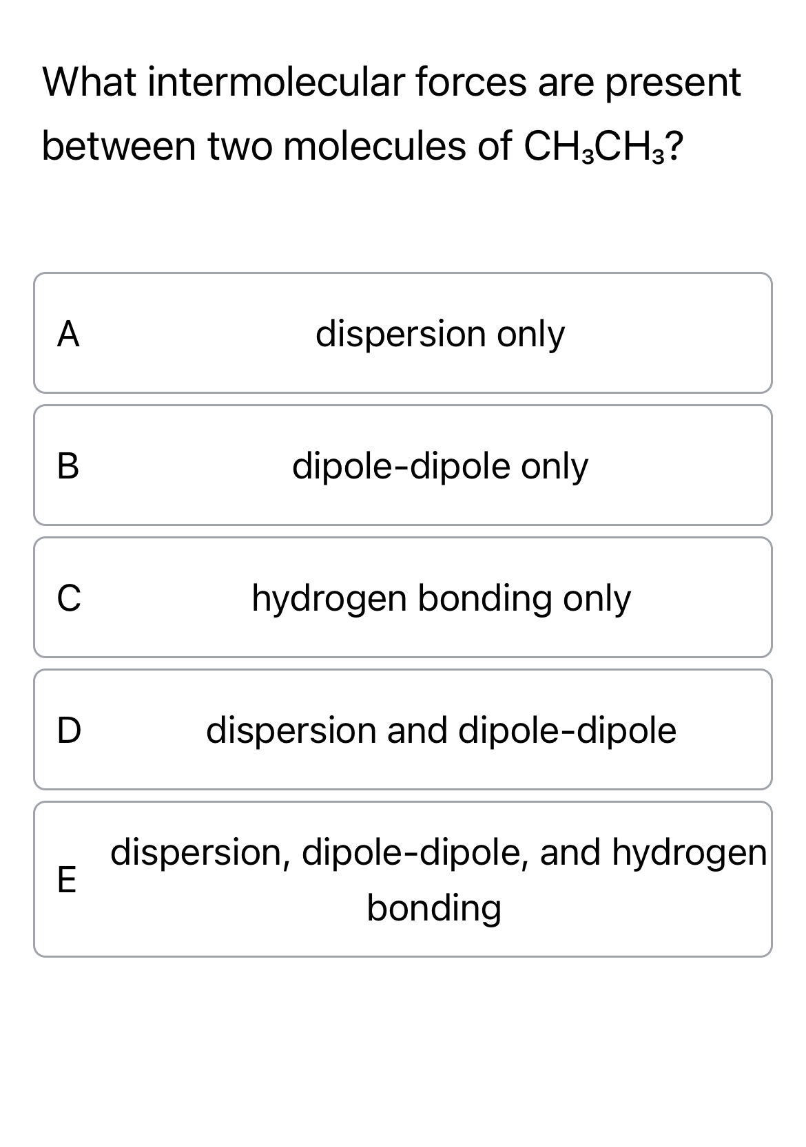 Solved What intermolecular forces are present between two | Chegg.com