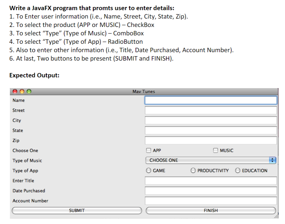 Solved Write a JavaFX program that promts user to enter | Chegg.com
