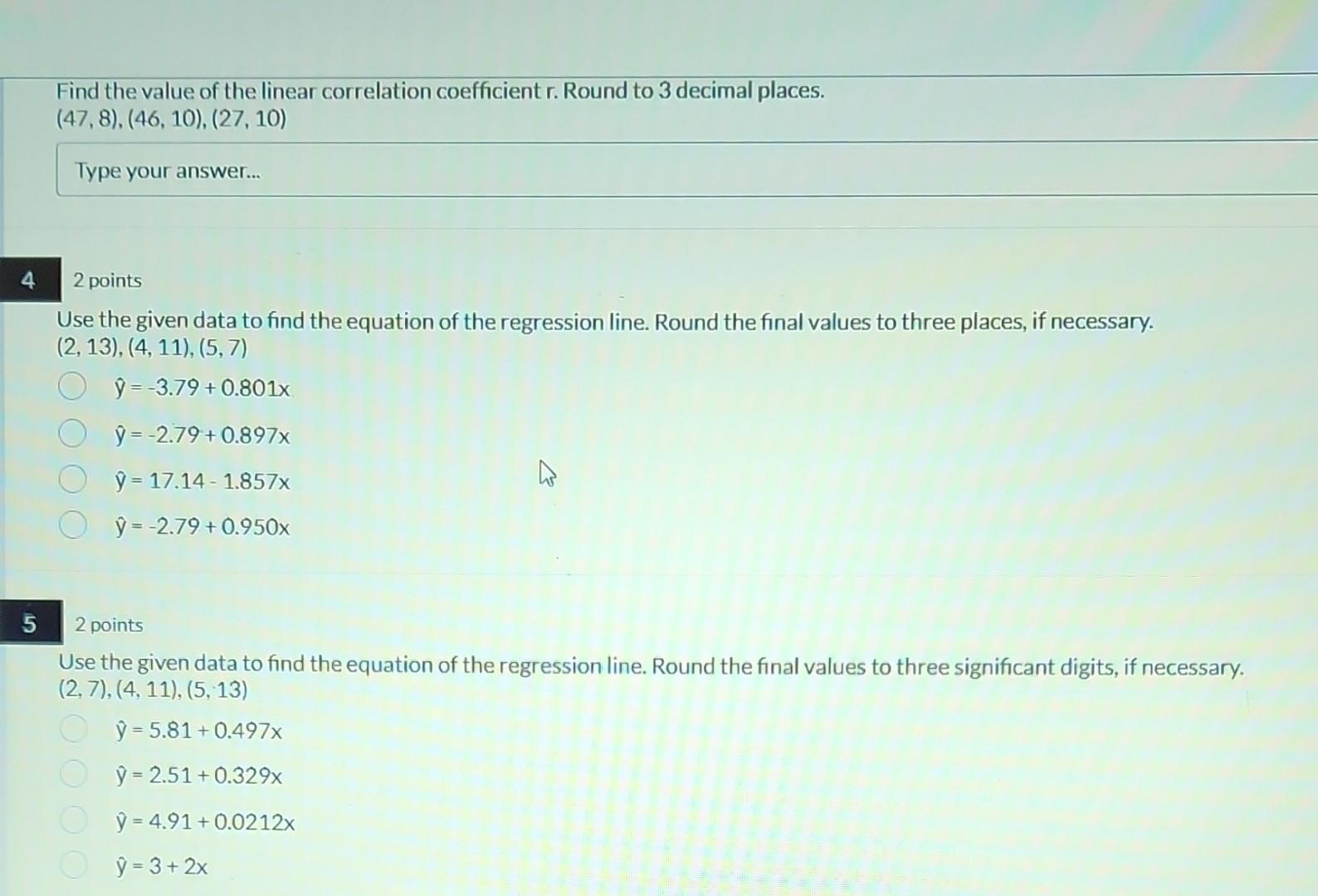 Solved 2 Points Find The Value Of The Linear Correlation | Chegg.com