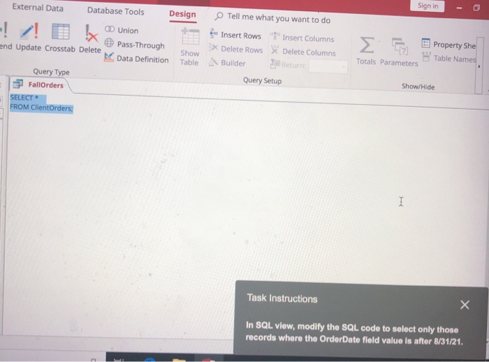 Solved Please Help Sign In External Data Database Tool