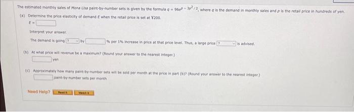 Solved (a) Determine The Price Elasticity Of Demand E When | Chegg.com