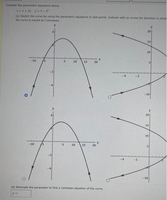 Solved Consider the parametric equations below. | Chegg.com