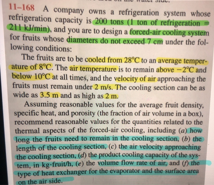 11168 A company owns a refrigeration system whose