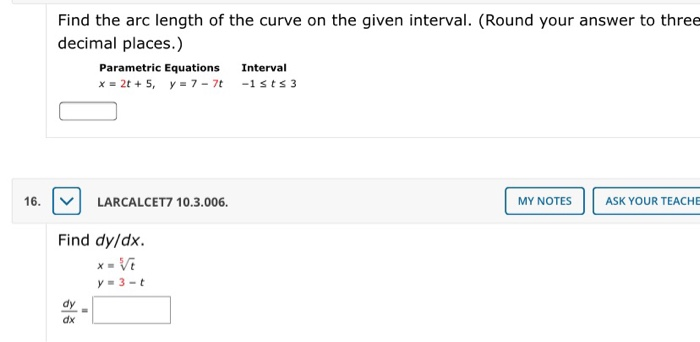 Solved Find The Arc Length Of The Curve On The Given | Chegg.com