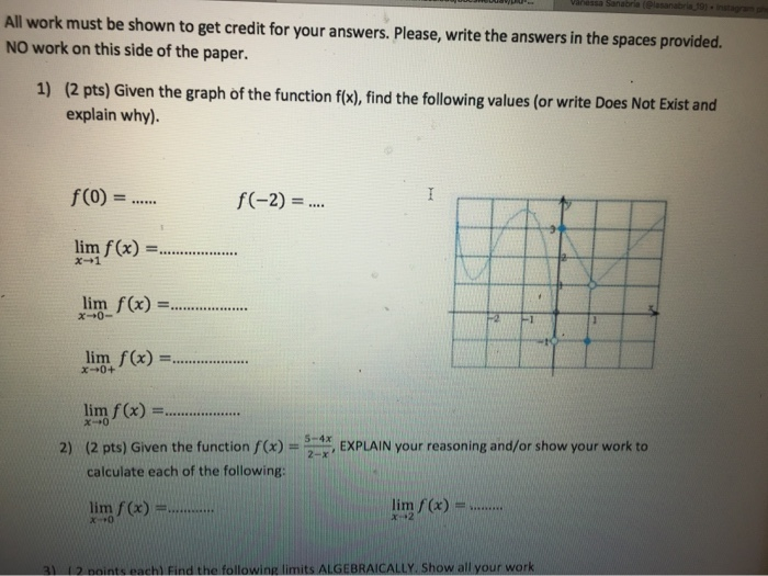 Solved All work must be shown to get credit for your | Chegg.com