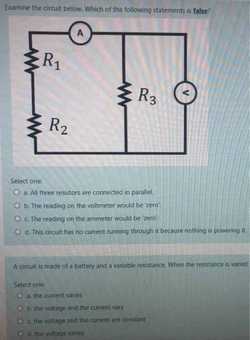 Solved Examine the circuit below. Which of the following | Chegg.com