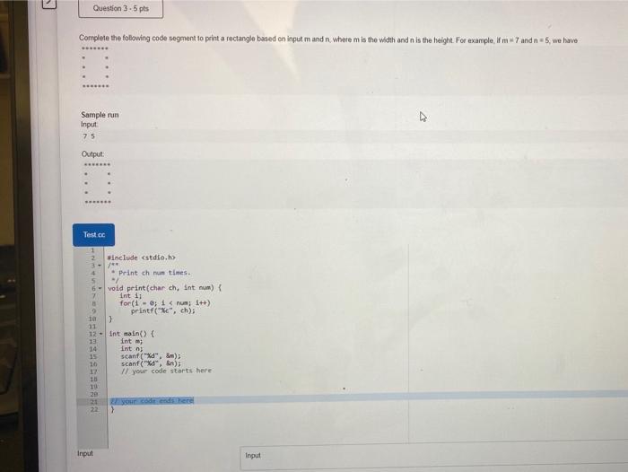 Solved need some help m=7 and n=5 i am given some code to | Chegg.com