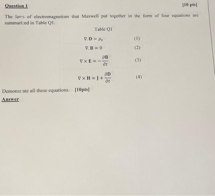 Solved The Lav's Of Electromagnetism That Maxwell Put | Chegg.com