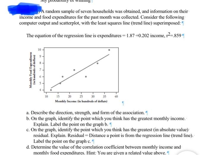 A random sample of seven households was obtained, and | Chegg.com