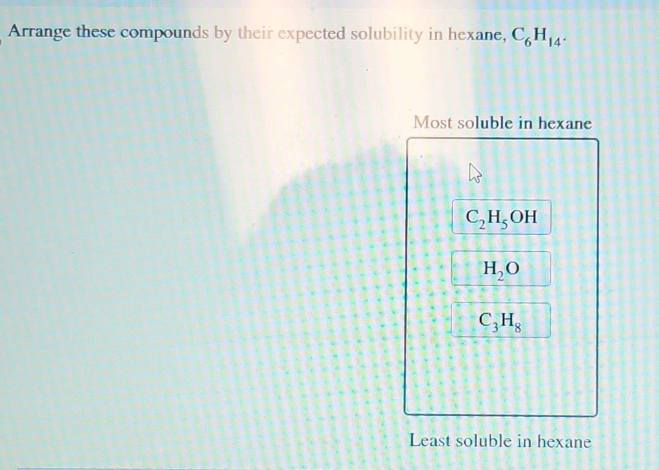 Solved Arrange these compounds by their expected solubility