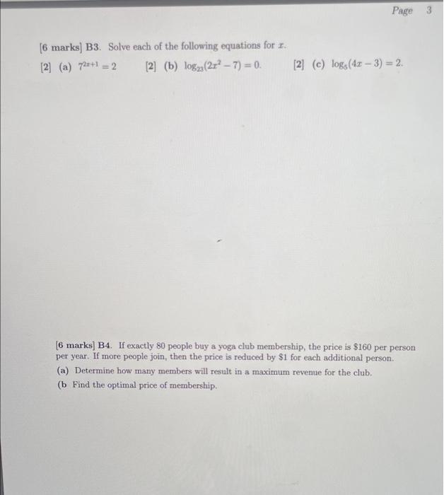 Solved Page 3 [6 marks) B3. Solve each of the following | Chegg.com